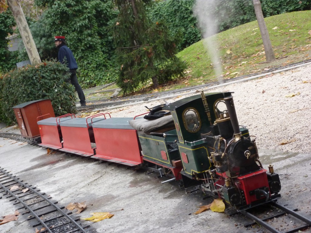 Tren con locomotora de vapor vivo en el Parque ferroviario de las Delicias, en el museo del ferrocarril de Madrid. Foto: Miguel Busttos.