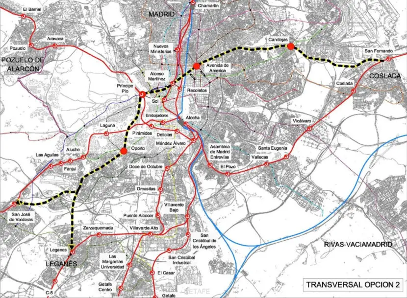 Una de las opciones para construir el nuevo eje transversal de Madrid