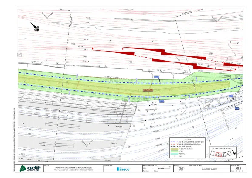 Plano de trazado de la ampliación de Puerta de Atocha en dos vías (2 de 2). © ADIF ALTA VELOCIDAD