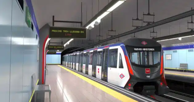 Imagen a ordenador de los nuevos trenes de gálibo ancho del metro de Madrid. © COMUNIDAD DE MADRID.