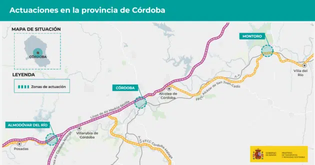 Plano de actuaciones en la provincia de Córdoba. MINISTERIO DE TRANSPORTES.