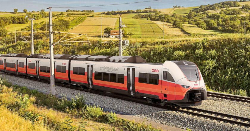 Diseño a ordenador de un tren Mireo de Siemens para el operador austriaco. © ÖBB.